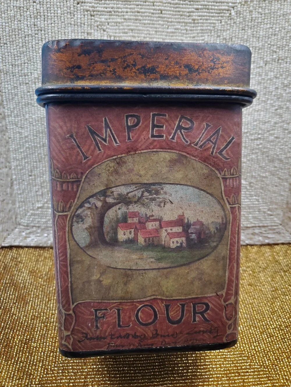 Decorative kitchen canister rustic styled with advertising imagery (C36)